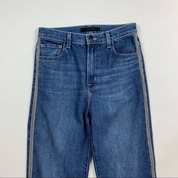 J Brand Jules Rhinestone Tuxedo Stripe Straight Leg Jeans in Urbanite Sz 26 - Picture 3 of 16